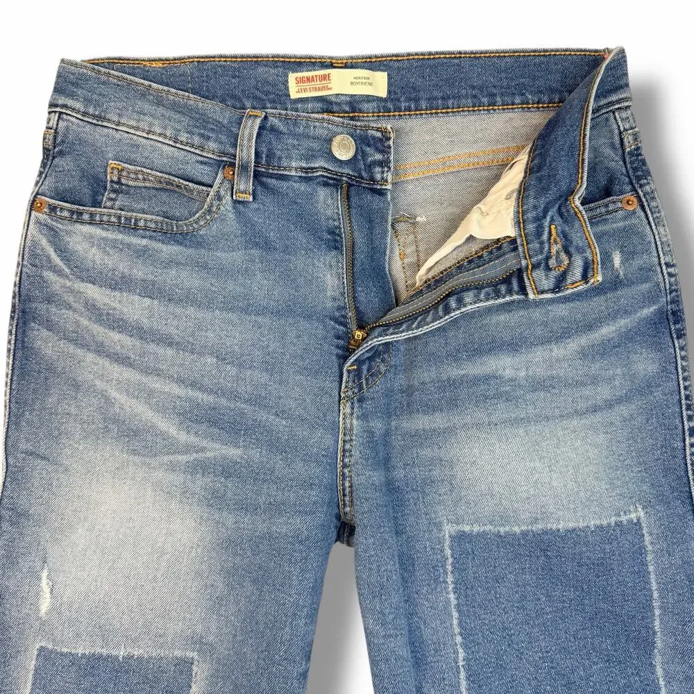 Levis Signature Heritage Boyfriend Jeans Patchwork High Rise Crop Ankle 4 / 27